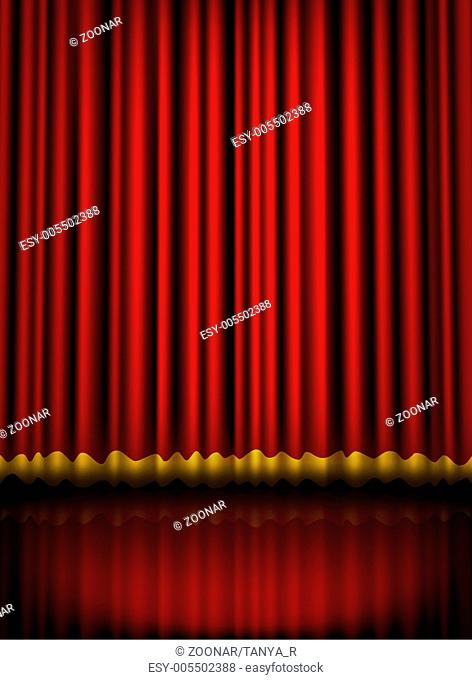Red velvet theater stage curtain. Illustration