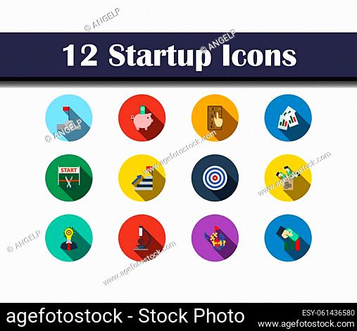 Startup Icon Set. Flat Design With Long Shadow. Vector illustration