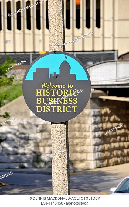 Welcome to Historic Business District Sign Springfield Illinois