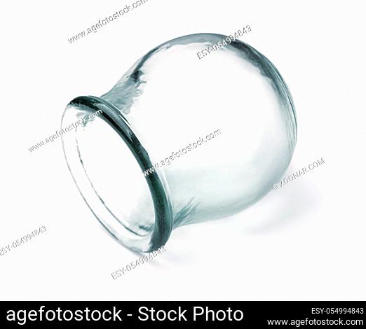 Single medical cupping glass isolated on white