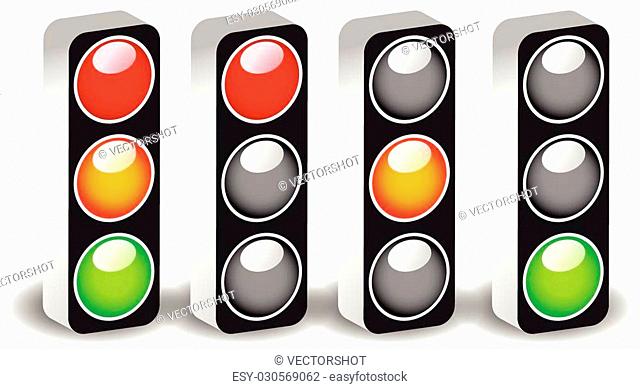 Traffic lights, traffic lamps isolated on white. (Semaphores) Vector