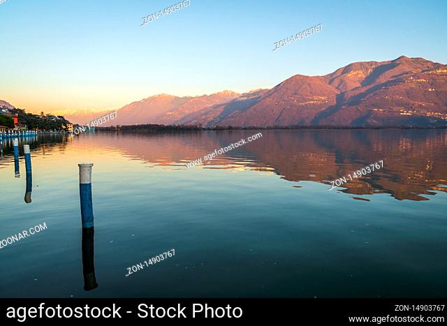 Landscape of Iseo lake from the city of Lovere, Bergamo, Lombardy Italy
