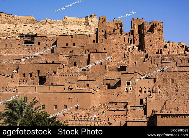 Kasbah Ait Benhaddou, largest Berber fortress, fortified Berber village, Ksar with clay castles, Kasbahs, Tighremt, South Morocco, Morocco, Africa