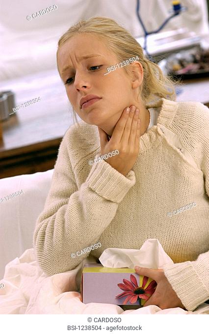 WOMAN WITH SORE THROAT<BR>Model