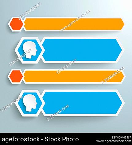 Infographic with hexagons and human heads on the grey background. Eps 10 vector file