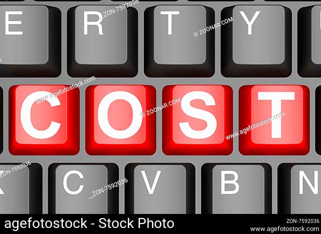 Cost button on modern computer keyboard image with hi-res rendered artwork that could be used for any graphic design