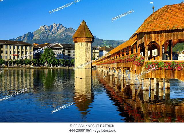 Chapel bridge with Pilatus, Lucerne, Switzerland