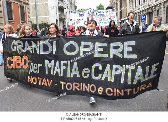 Mayday Parade demonstration in protest against the World Exposition EXPO 2015, clashes with police, Milan, May 1, 2015,