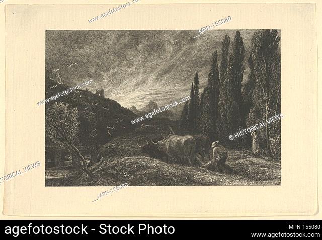 The Early Ploughman, or Morning Spread Upon the Mountains. Artist: Samuel Palmer (British, London 1805-1881 Redhill, Surrey); Date: begun before 1861; Medium:...