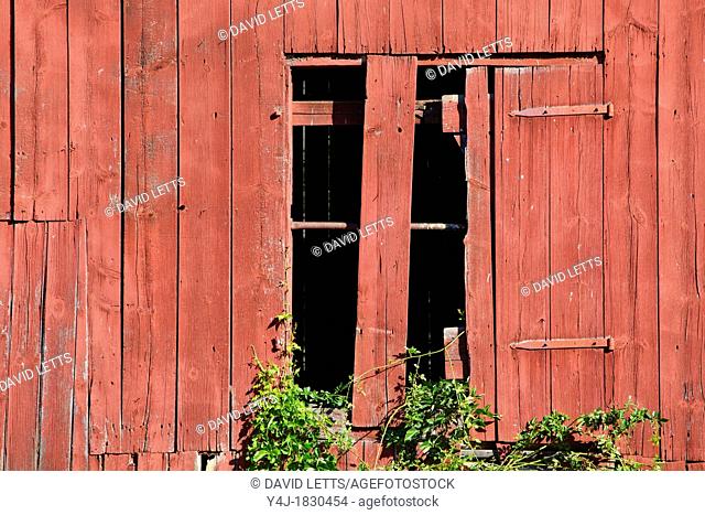 Weathered Red Barn Window of New Jersey