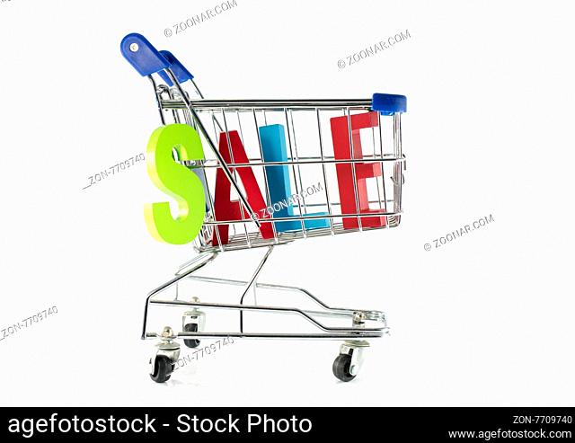 shopping card with letters sale isolated on white