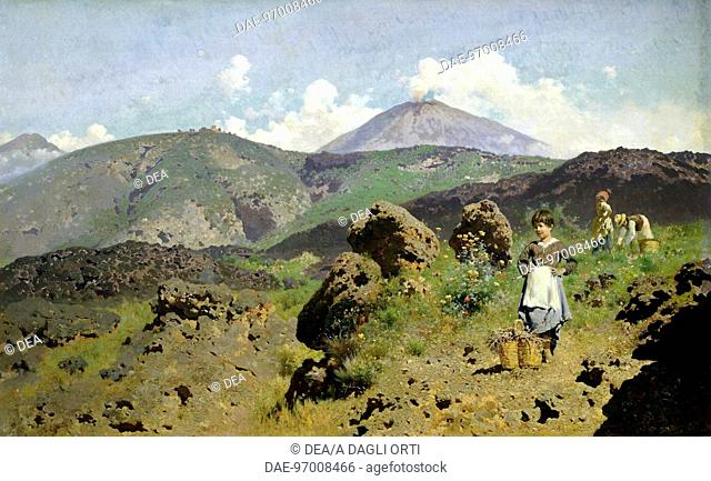 Near Vesuvius, by Francesco Lojacono (1841-1915), oil on canvas, 58x96 cm.  Rome, Galleria Nazionale D'Arte Moderna (National Gallery Of Modern Art)