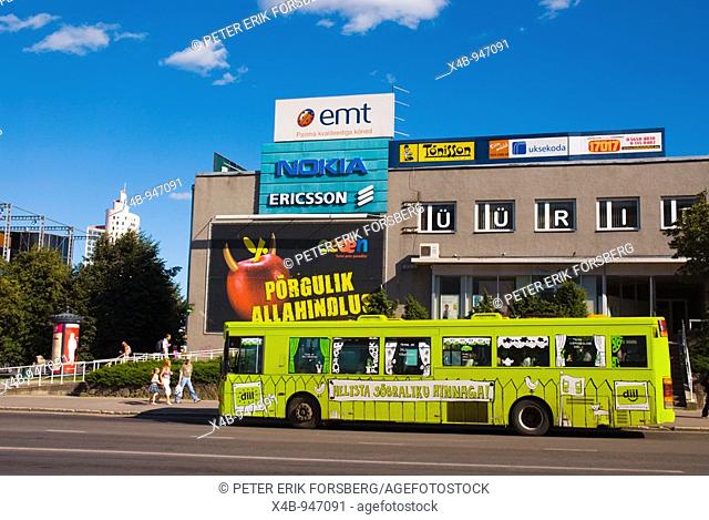 Bus in new part of Tartu Estonia Europe
