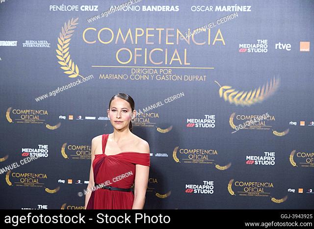 Irene Escolar attends 'Official Competition (Competencia Oficial)' Madrid Premiere at Capitol Cinema on February 21, 2021 in Madrid, Spain