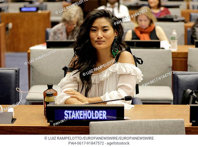 United Nations, New York, USA, June 23 2017 - Pianist Chloe Flower participated on a UNODC discussion panel on Helping to End Human Trafficking today at the UN...