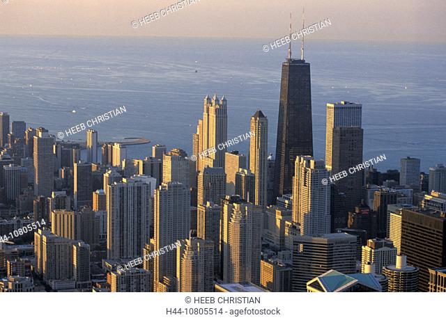 Chicago, Lake Michigan, Illinois, USA, America, United States, View, from Sears Tower, skyline, lake, mood, North Am