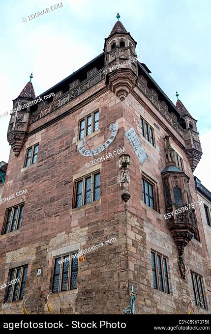 Historic tower of restaurant Nassauer Keller in Nuremberg, Bavaria, Germany in autunm
