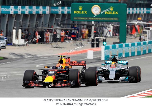 Formula 1 Malaysian Grand Prix - Race Day Featuring: Max VERSTAPPEN, Lewis HAMILTON Where: Sepang, Selangor, Malaysia Credit: ATP/Thinakaran Shanmugam/WENN