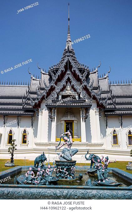 Thailand, Asia, Bangkok, Ancient, Siam Park, Sanphet Prasat, Ayutthaya, architecture, colourful, culture, palace, park, touristic, travel, fountain