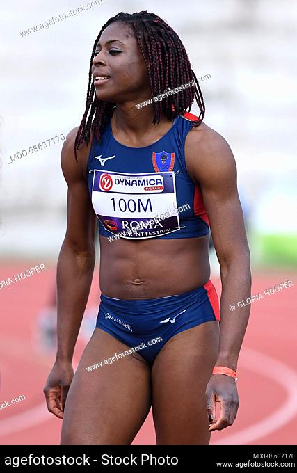 Gloria Hooper sprinter of the Carabinieri Italian record holder with the 4x100 relay wins in 11.52 during the Roma Sprint Festival at the stadio dei marmi