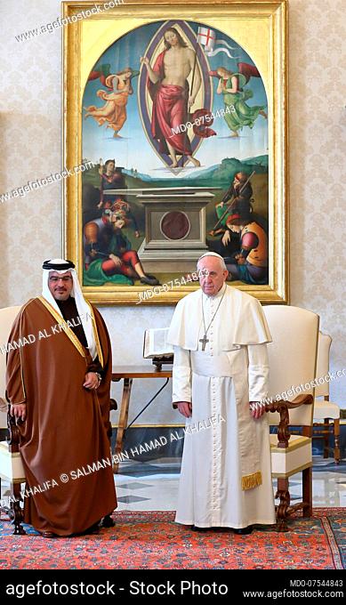Meeting of Pope Francis with Salman bin Hamad Al Khalifa, crown prince of Bahrain, at the Apostolic palace. Vatican City (Italy), February 3rd, 2020