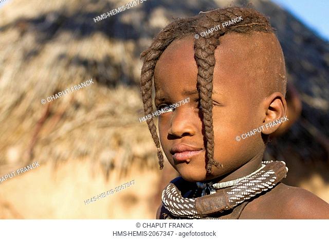 Namibia, Kunene region, Kaokoland, Himba village near Opuwo, Himba girl