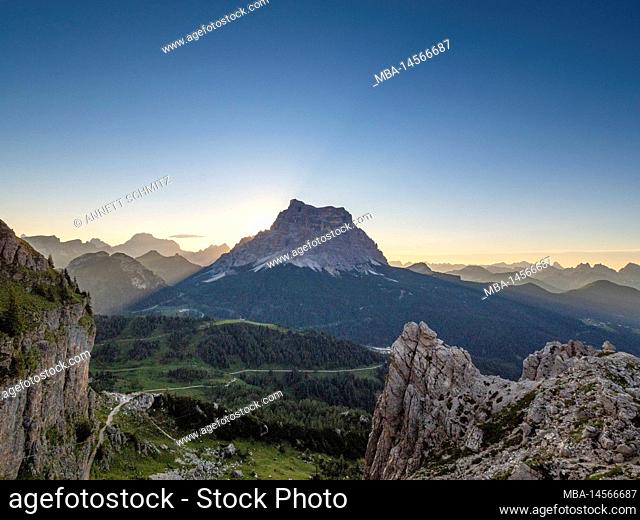 Sunrise at Rifugio Coldai with a view of the Dolomites