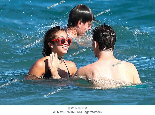 Lourdes Leon, daughter of Madonna, spends time on the beach with a male companion during a summer holiday in Cannes, South of France Featuring: Lourdes Leon...