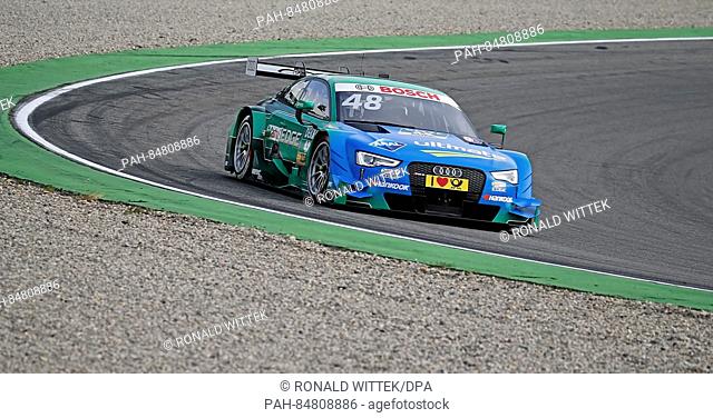The Italian race driver Edoardo Mortara (Audi)drives on the race course during the qualifying for the second race of the German Touring Car Masters on...