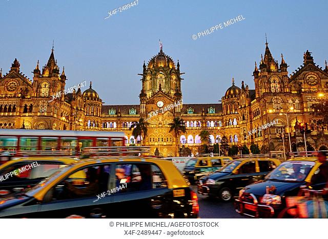 India, Maharashtra, Mumbai Bombay, Victoria Terminus railways station or Chhatrapati Shivaji