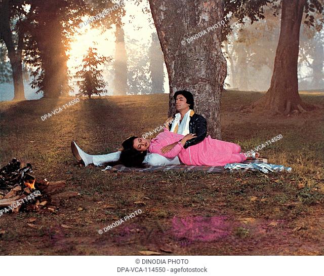 South Asian Indian actors Amitabh Bachchan and Rekha in a film still from Yash Chopra's Silsila NO MR