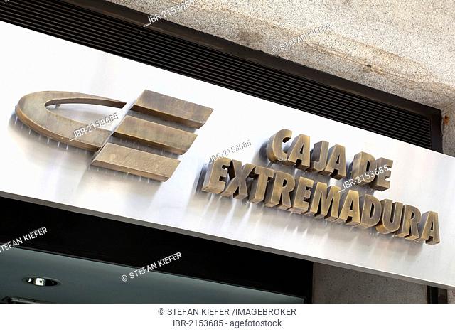 Logo and logotype of the Spanish bank Caja de Extremadura, Madrid, Spain, Europe