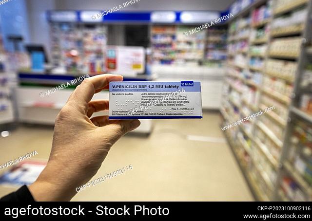 The Czech Republic has been facing a shortage of some antibiotics, including penicillin, for several months. Pictured package of Penicillin in Pharmacy in...