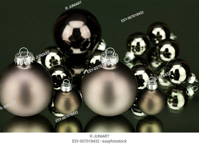 christmas decoration in grey silver glamour on black background
