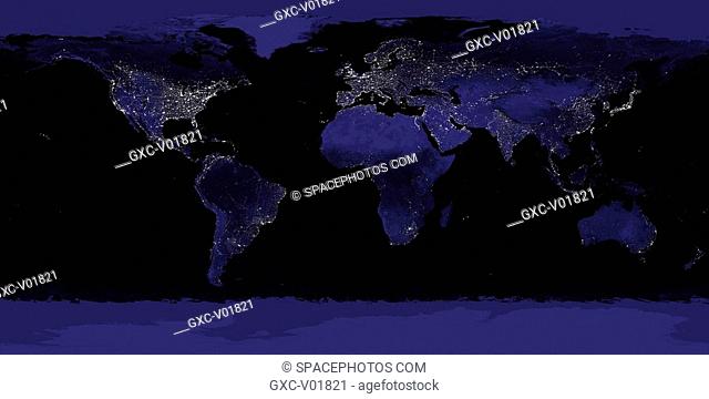 This image of Earth city lights was created with data from the Defense Meteorological Satellite Program DMSP Operational Linescan System OLS