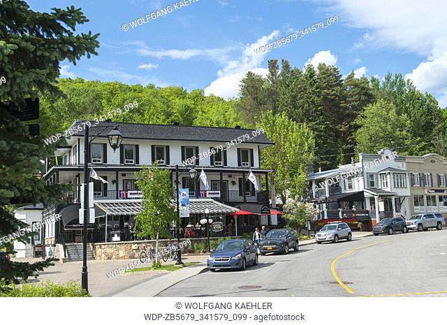 View of the Hotel Mont-Tremblant in Old Mont-Tremblant Village in the Laurentians in Quebec Province, Canada
