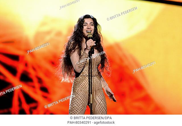 Samra Rahimli representing Azerbaijan with ""Miracle"" performs during the First Dress Rehearsal of the 61st annual Eurovision Song Contest (ESC) in Stockholm