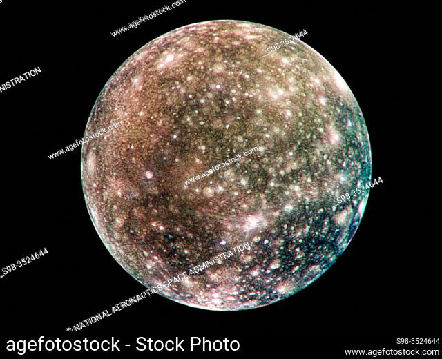Mar. 22, 2008 - Global Callisto in Color. Global Callisto in Color. Bright scars on a darker surface testify to a long history of impacts on Jupiter's moon...
