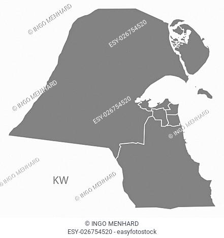 Kuwait governorates Map grey