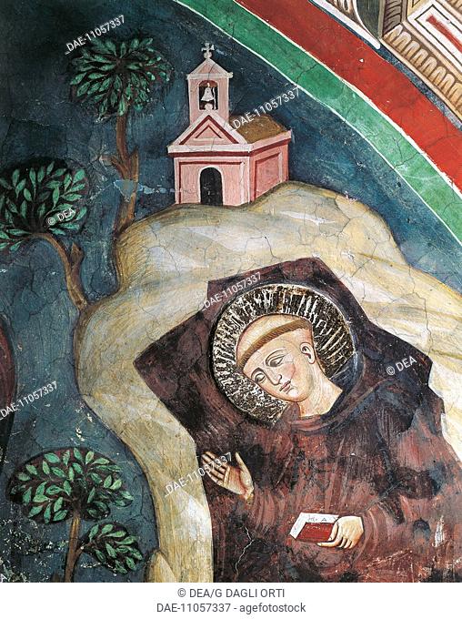 Oration retreat in the cave, detail from the stories of St Benedict , 13th century fresco by the Second Assistant of Consolo or Magister Consolus