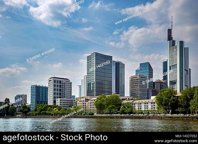 Banking district in Frankfurt on the banks of the river Main