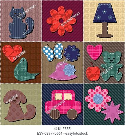 patchwork background with scrapbook objets