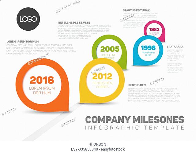 Vector Infographic Company Milestones Timeline Template with fresh modern pointers