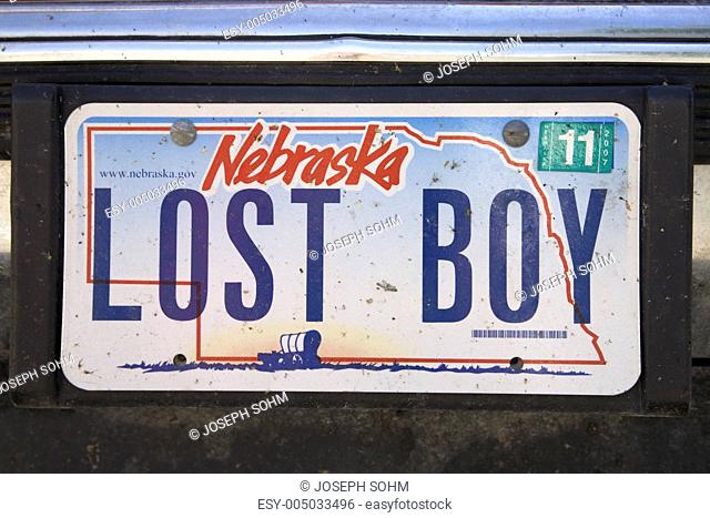 Lost Boy custom license plate, Nebraska