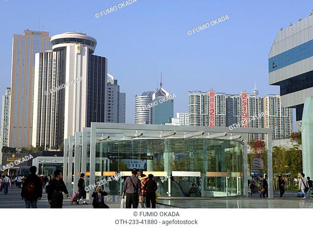 Streetscape by the Shenzhen Underground Station, Shenzhen, China
