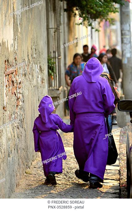 People get ready for the important celebration of the Holy week. Easter is the most important event in the religious country , Antigua, Guatemala