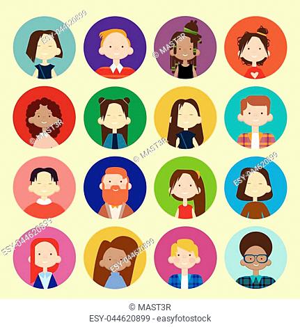 Profile Icon Avatar Image Group Casual People Big Crowd Diverse Ethnic Mix Race Banner Flat Vector illustration