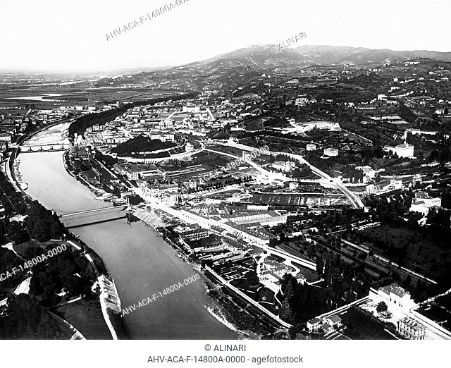 Panorama of the hill of Turin and the river Po, shot 1915-1920 ca. by Alinari, Fratelli