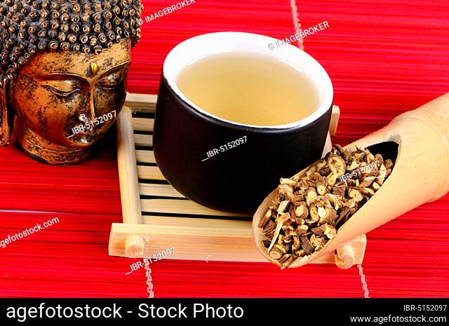Cup of Chinese Rabbit Ear Root Tea (Bupleuri Radix), Chai Hu, Rabbit Ear Root Tea