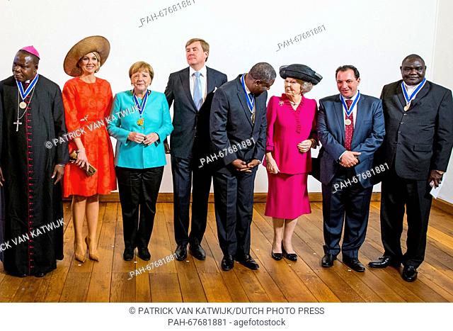 King Willem-Alexander, Queen Maxima and Princess Beatrix attend the Four Freedoms Award ceremony in the Abdij in Middelburg, The Netherlands, 21 April 2016